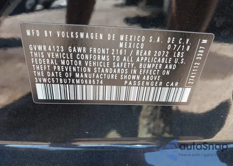 2019 Volkswagen Jetta 1.4T R-Line/1.4T S/1.4T Se из США, поврежденный, VIN 3VWC57BU7KM068574